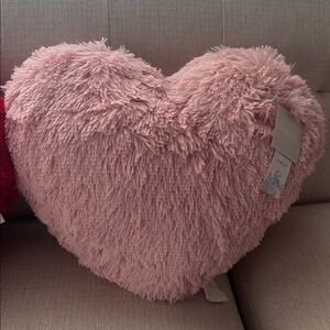 Fluffy Pink Heart Accent Pillow